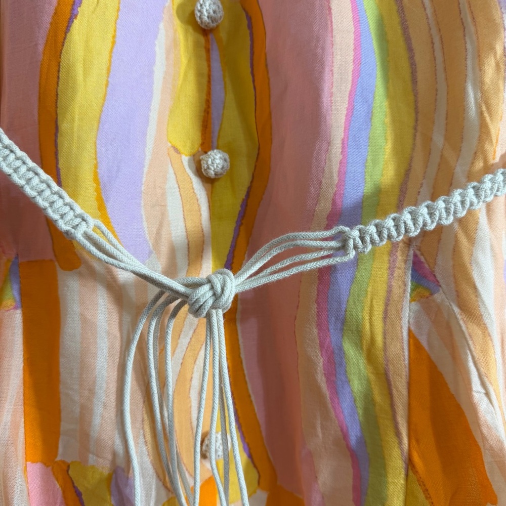 Fate Multicolor Halter Midi Dress in Orange, Pink, Yellow - Picture 5 of 5